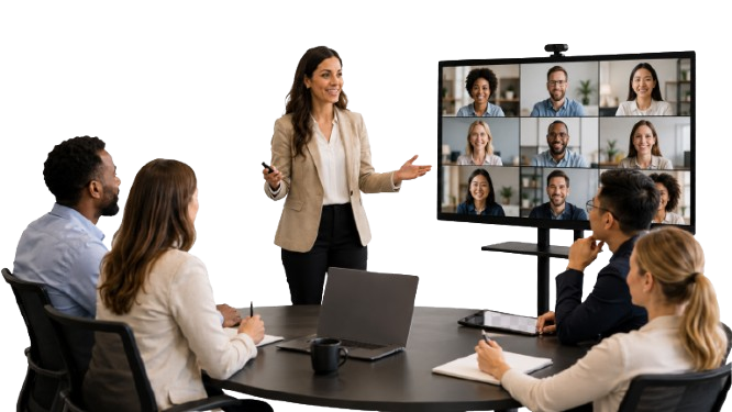 Formadora interna trabajando con asistentes y contenidos IA