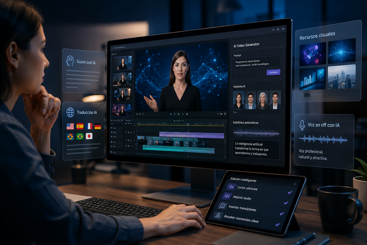 Vídeos con IA para aprendizaje digital corporativo.